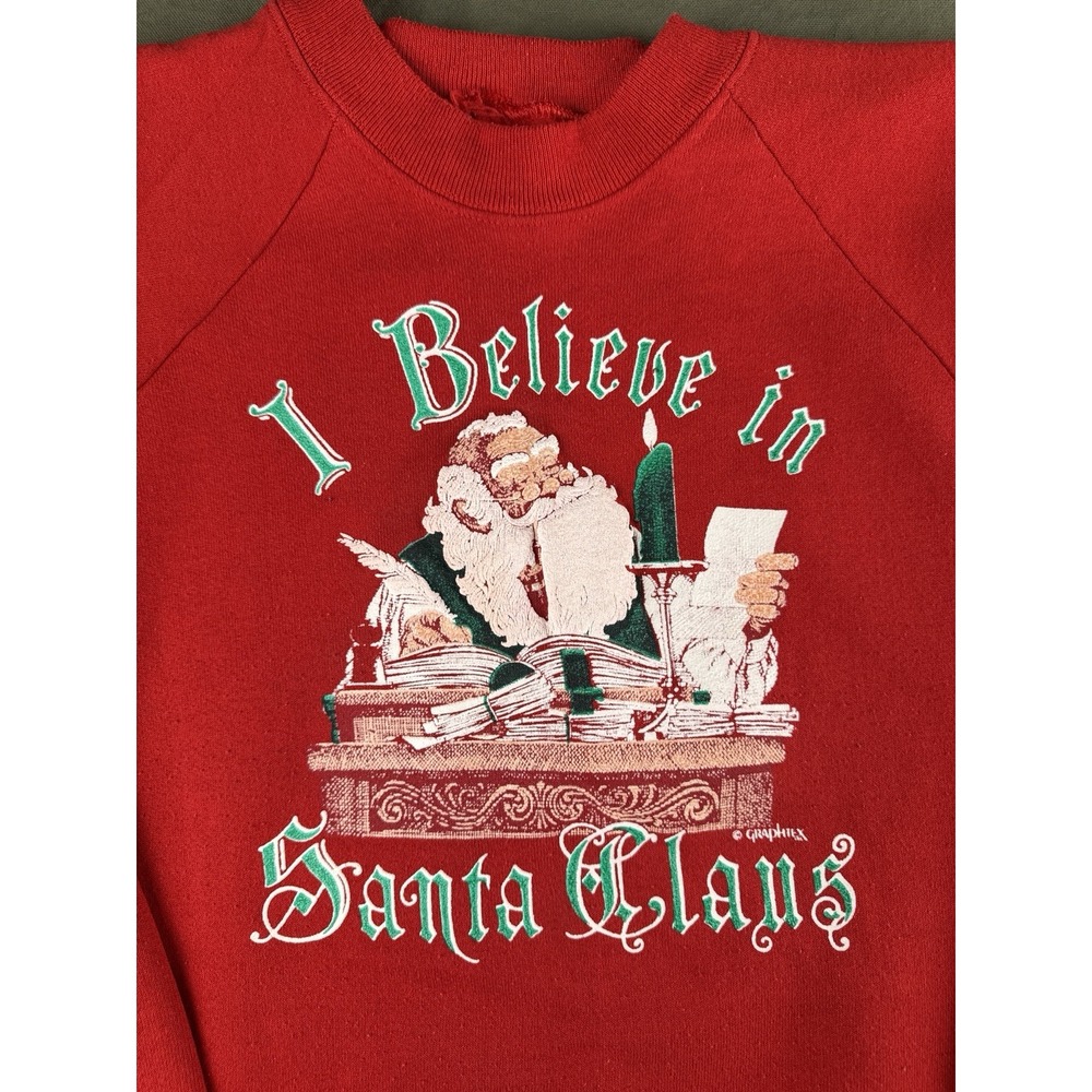 Vintage 90s Santa Claus Christmas Sweatshirt XL Red Graphic Holiday Crewneck